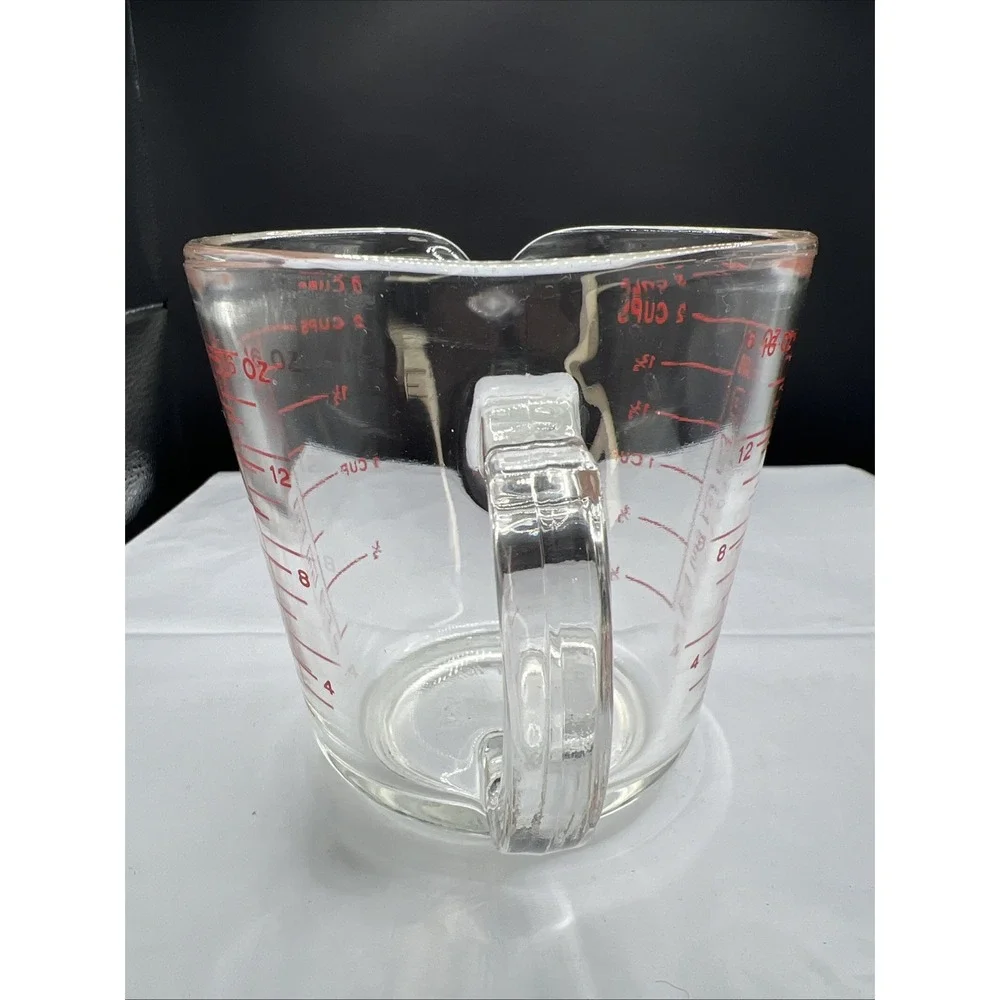 Vintage 1950s Pyrex 516 Glass Measuring Cup 2 Cup Closed D-Handle USA Logo